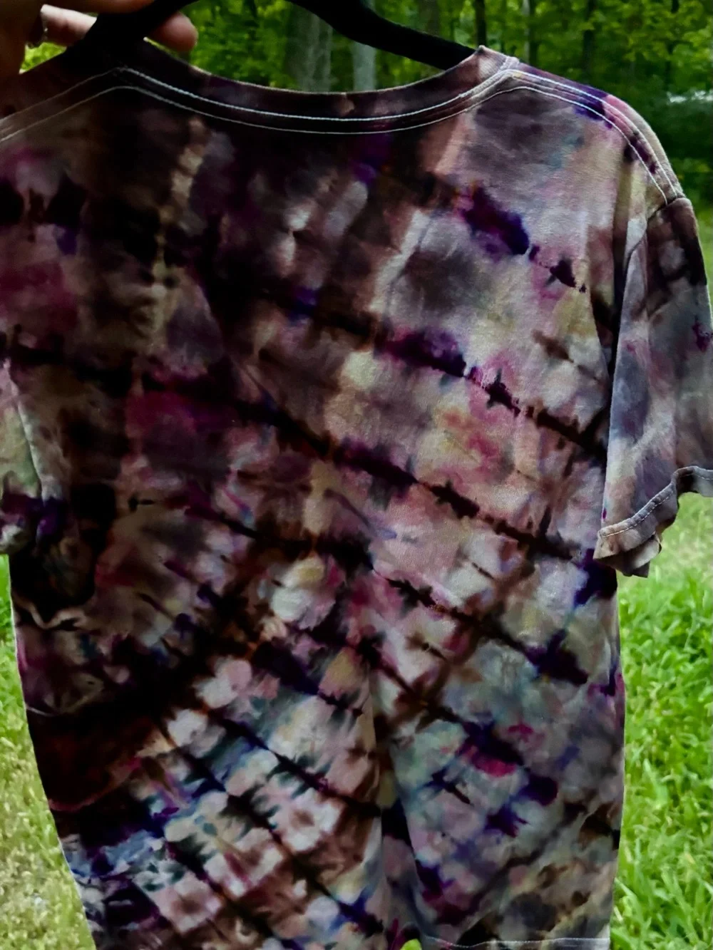 Tie-Dye Short Sleeve Women’s Tee in Purple & Brown